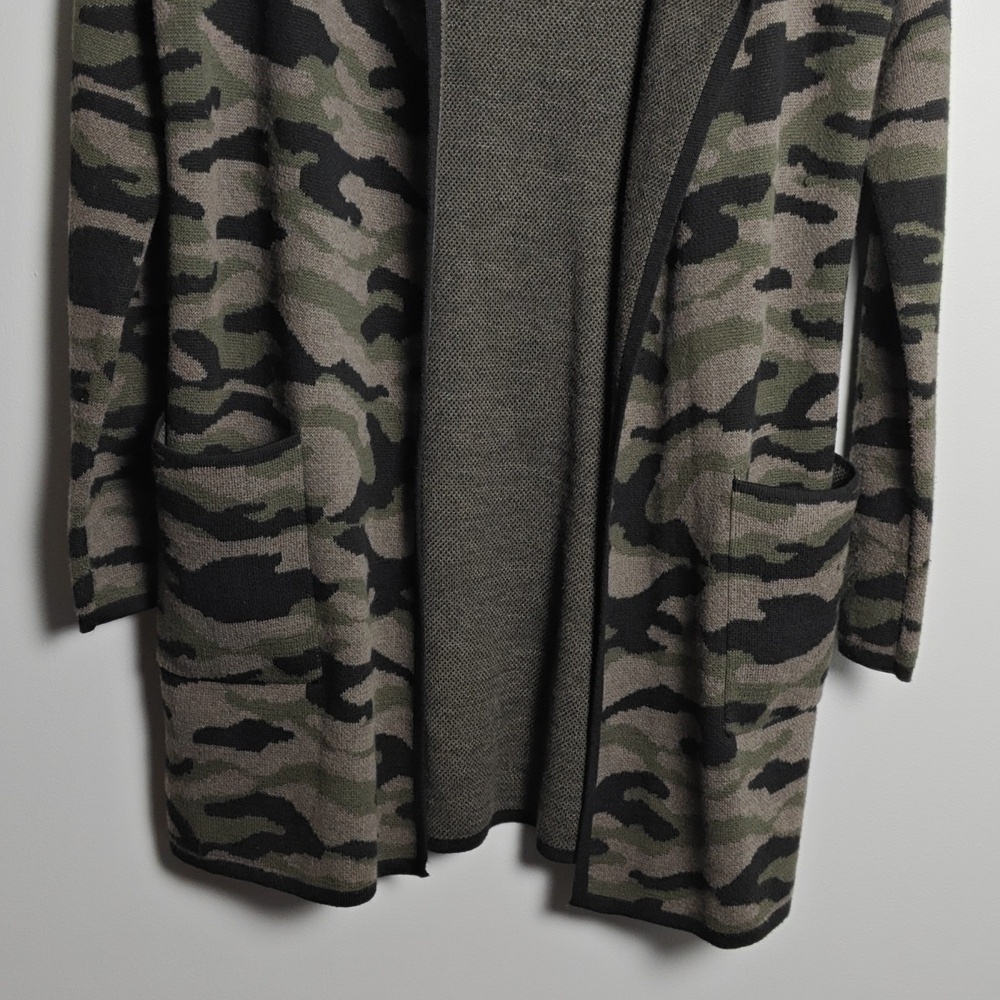 RACHEL ZOE Camouflage Hooded Open Knit Long Sleeve Cardigan Sweater Size XS - Picture 4 of 16